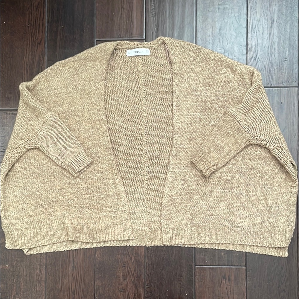 Zara Beige Open-Front Cardigan